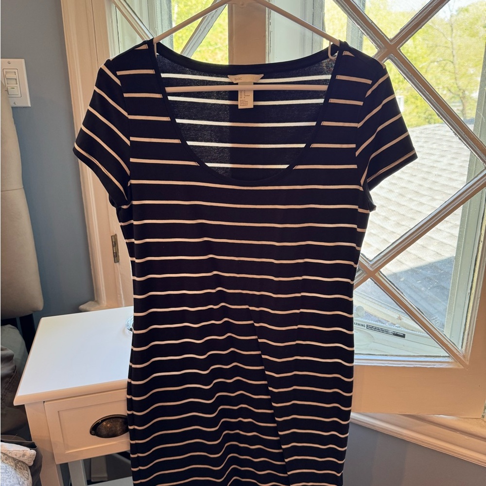 Blue and white striped H&M dress